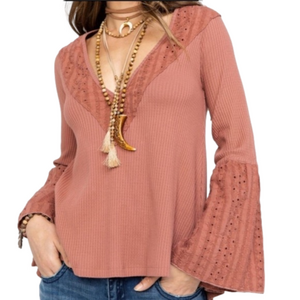 Free People Flowy Crochet Bell Sleeve Boho Tunic